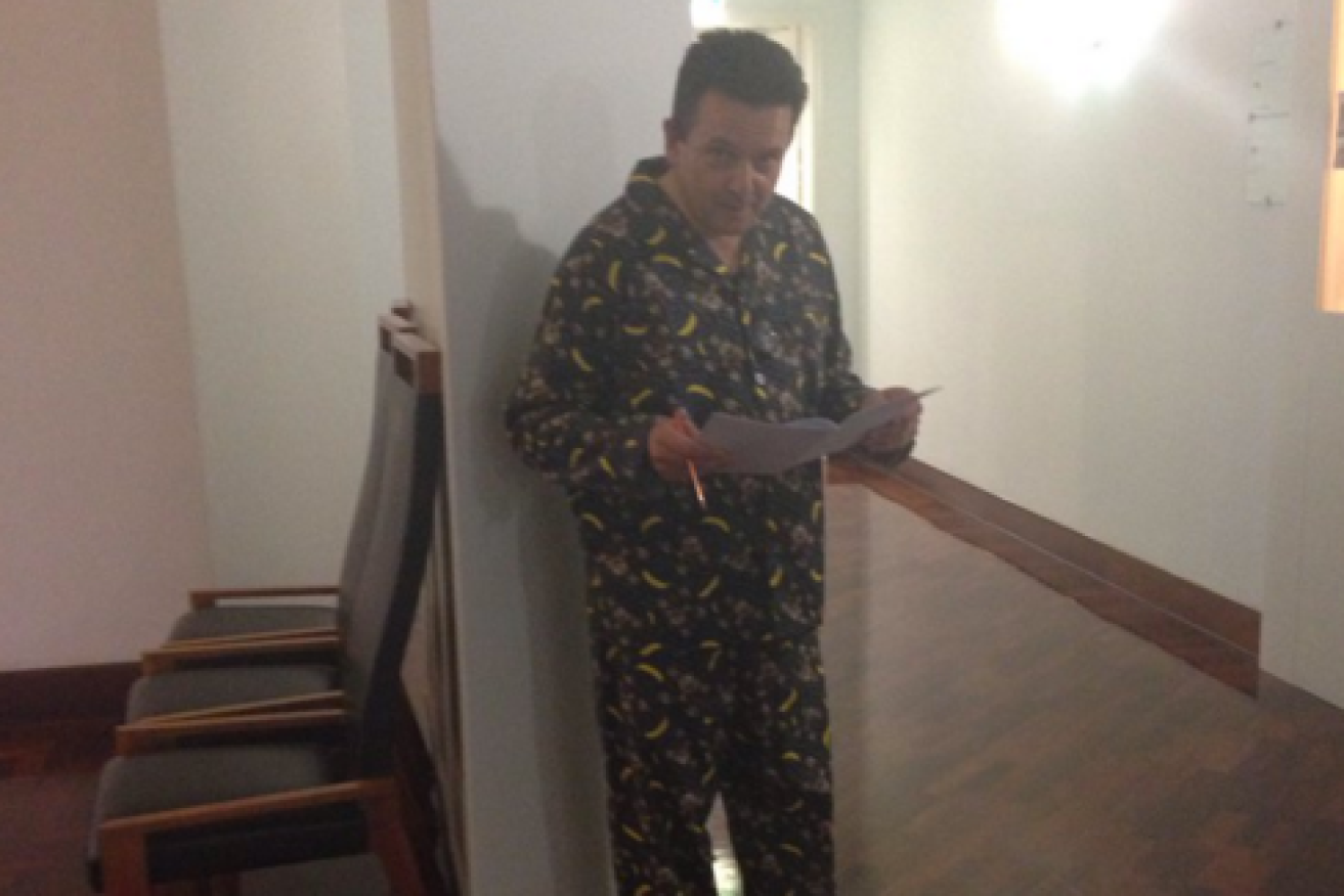 It's been a long (but comfortable) night for Senator Nick Xenophon. Photo: Twitter
