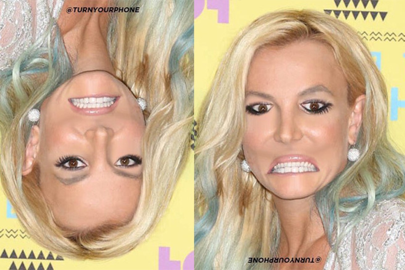Britney Spears looks far better when upside down. Photo: TurnYourPhone/Twitter