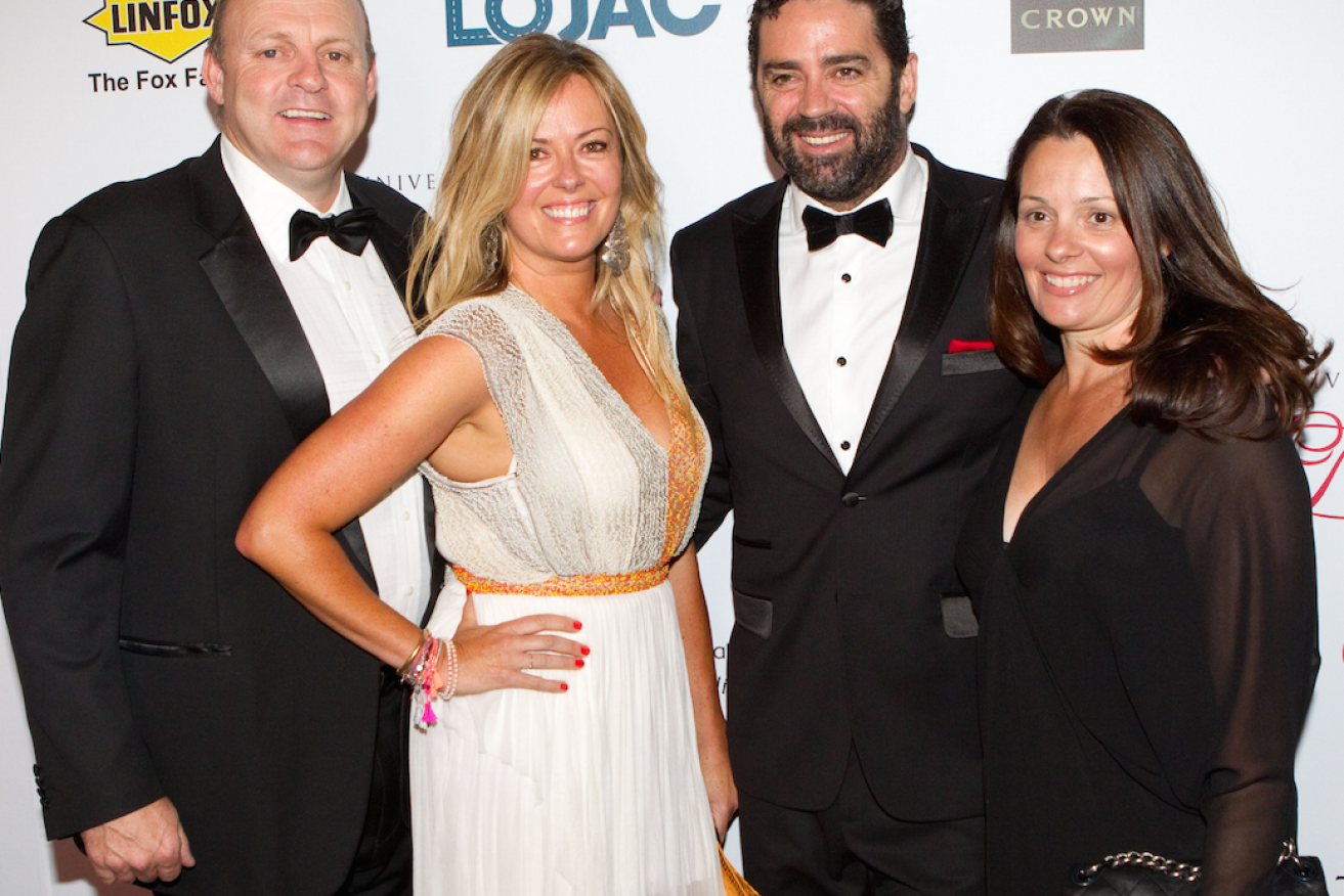 Billy Brownless and Garry Lyon with their then-wives Nicky and Melissa in 2012.