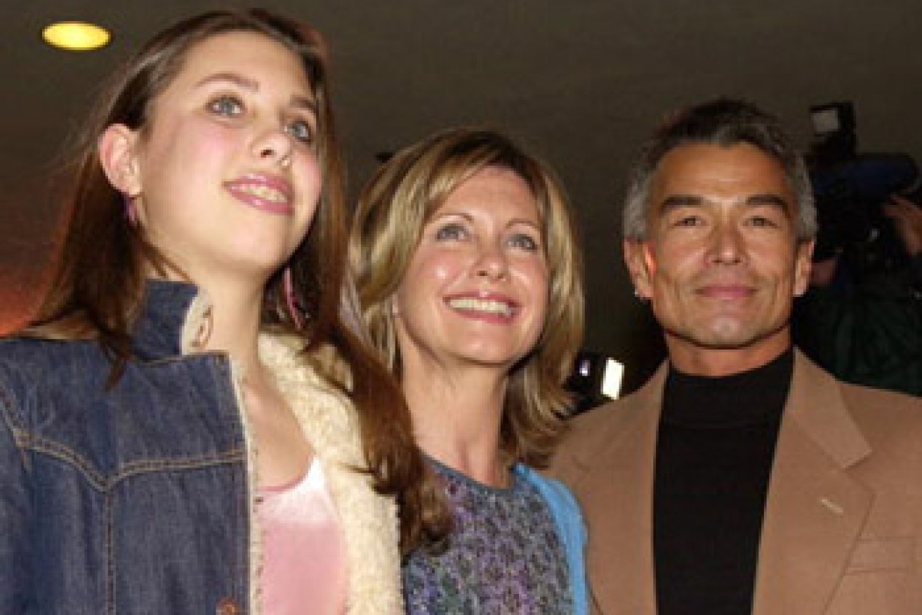 Newton-John, her daughter Chloe and McDermott before the disappearance. Photo: Getty