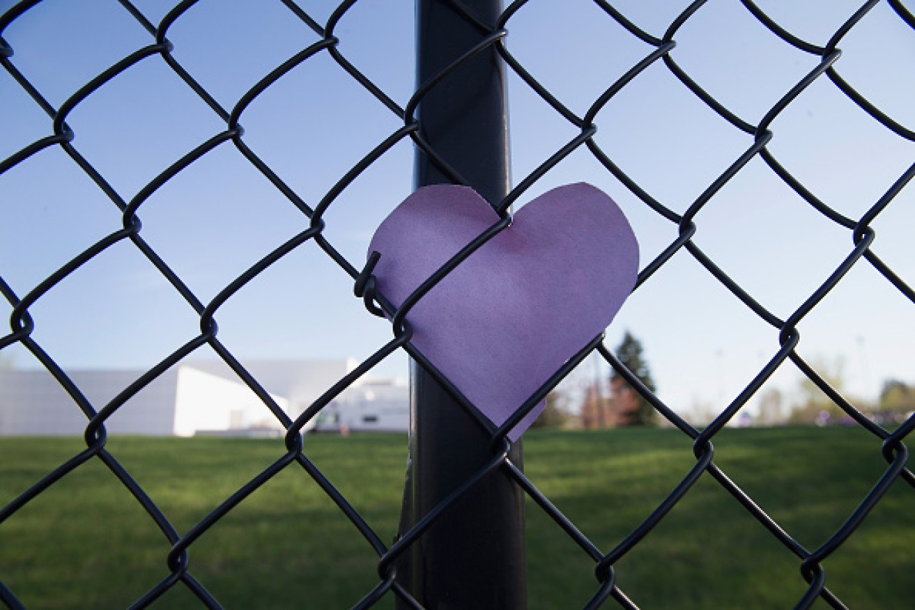 A small tribute outside Paisley Park. Photo: Getty