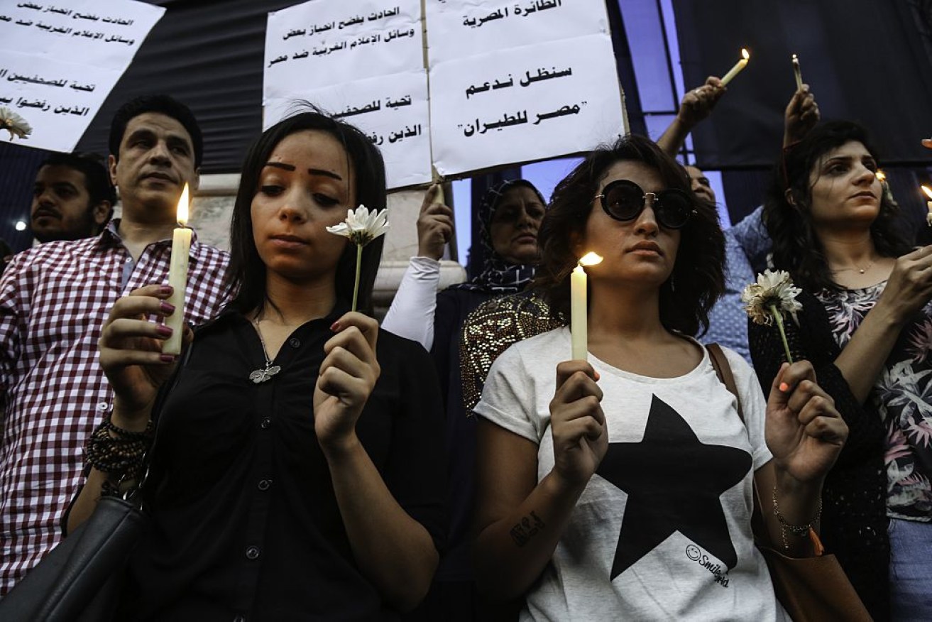 A vigil for victims in Cairo after the plane went down in May.