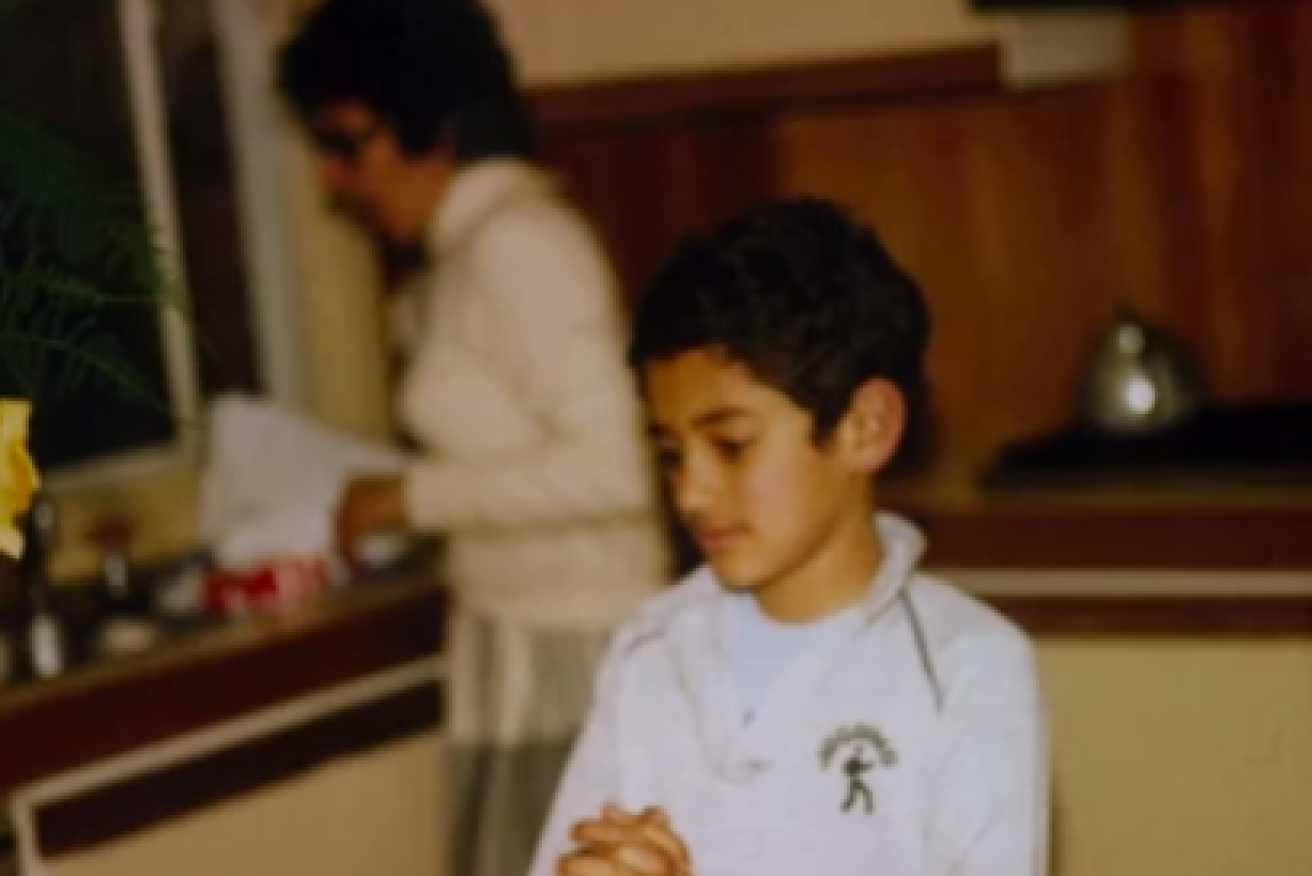 Aly as a child at his Vermont home with his mother in the background. Photo: YouTube/ABC