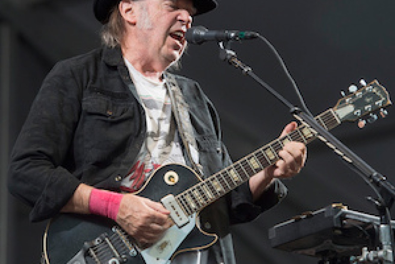 NEW ORLEANS, LA - MAY 01:  NeilNeil Young Young performs at Fair Grounds Race Course on May 1, 2016 in New Orleans, Louisiana.  (Photo by Erika Goldring/Getty Images)
