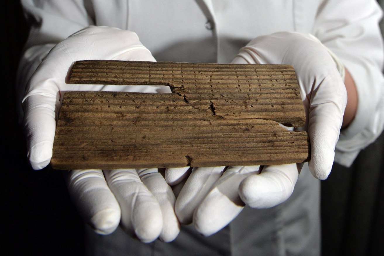 One of the waxed tablets from Roman London found. Photo: AAP