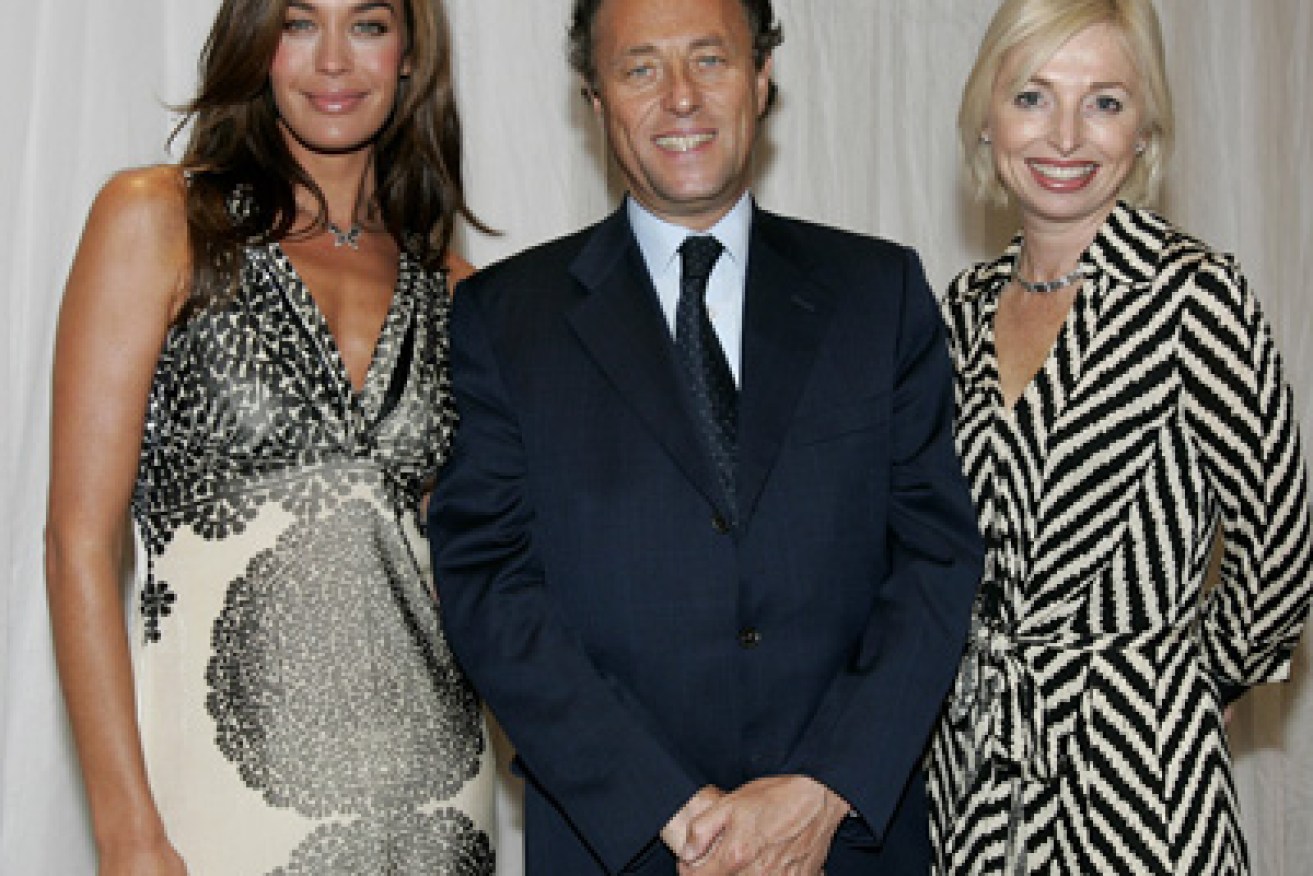 Colette Garnsey (right) with Megan Gale (right) and fashion executive Philippe Grodner. 