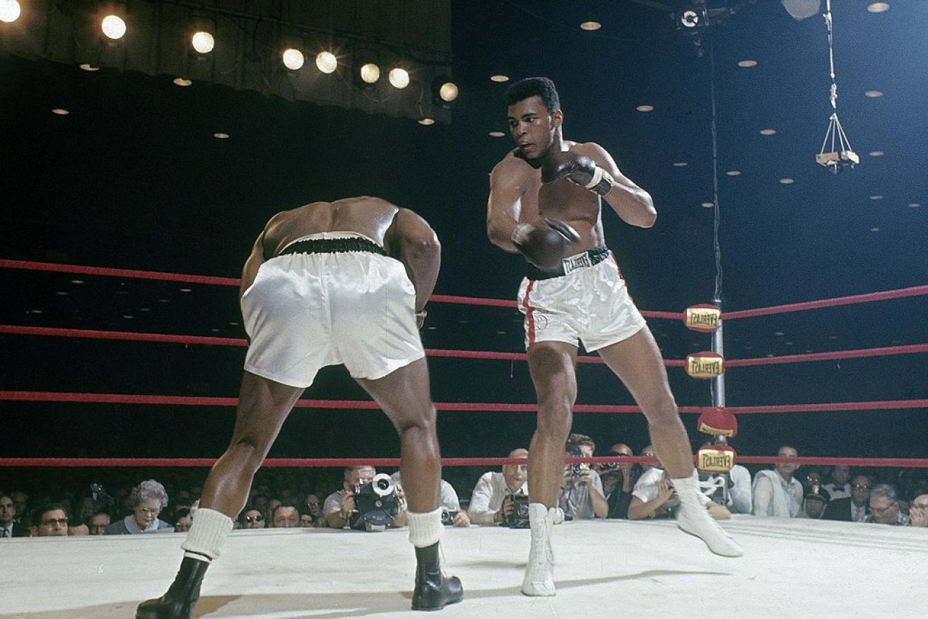 Cassius Clay vs Sonny Liston (L) in the 1964 World Heavyweight Title fight. Photo: 1964. 