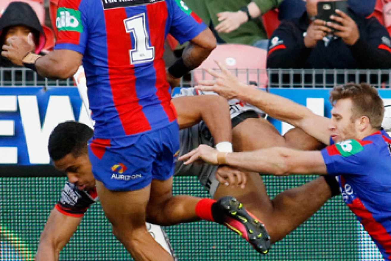 David Fusitua simply couldn't be stopped by the Knights defenders. Photo: AAP