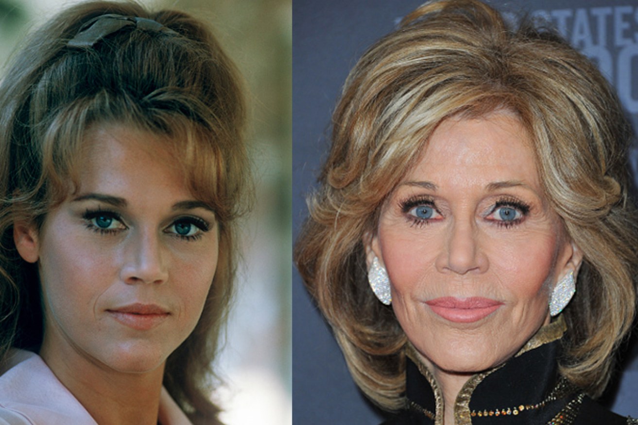 Jane Fonda in 1970 (left) and in 2016. Photo: Getty