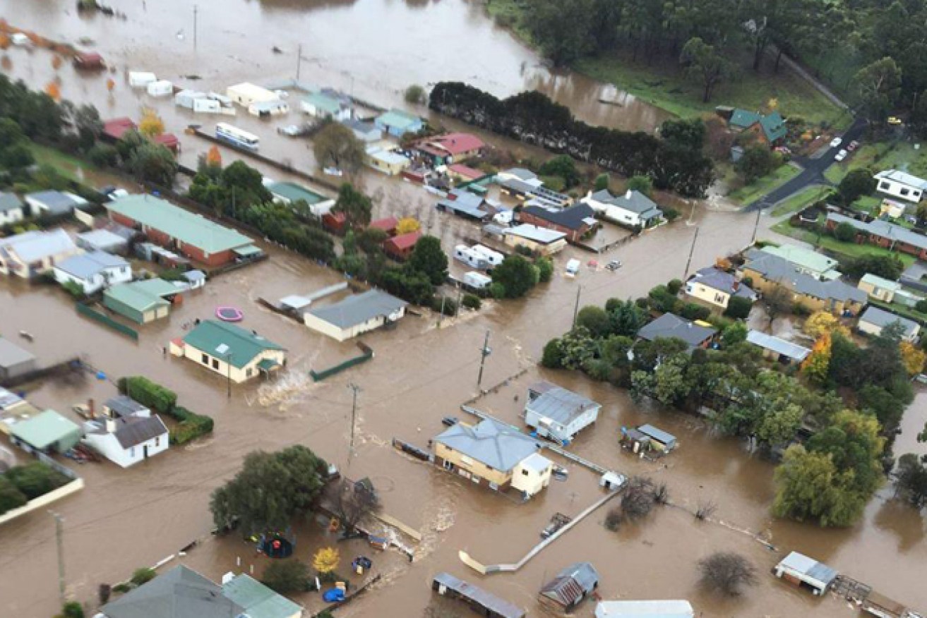 A view of the Tasmanian floods in 2016. Photo: ABC News