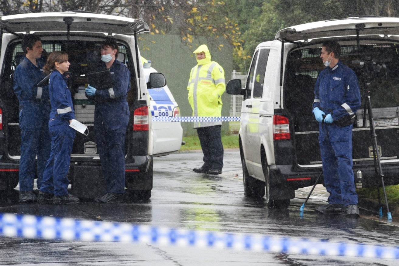 The scene outside the Broadmeadows home on Tuesday. Photo:  AAP.