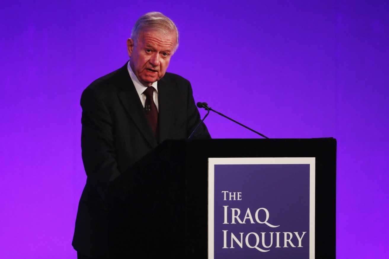 Inquiry chairman John Chilcot presented the findings. Photo: AAP