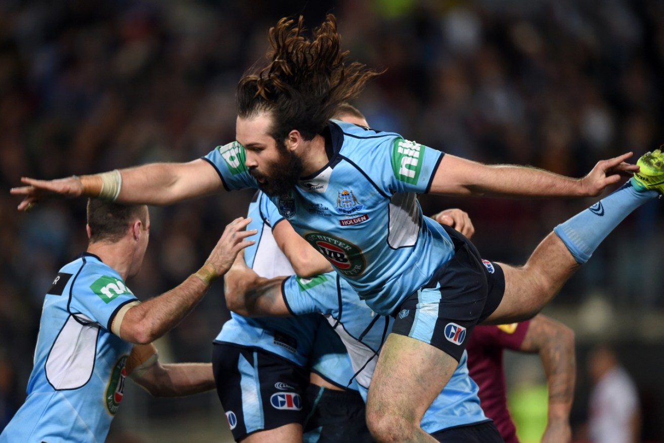 Aaron Woods' missed try celebration went viral after Origin Game III.