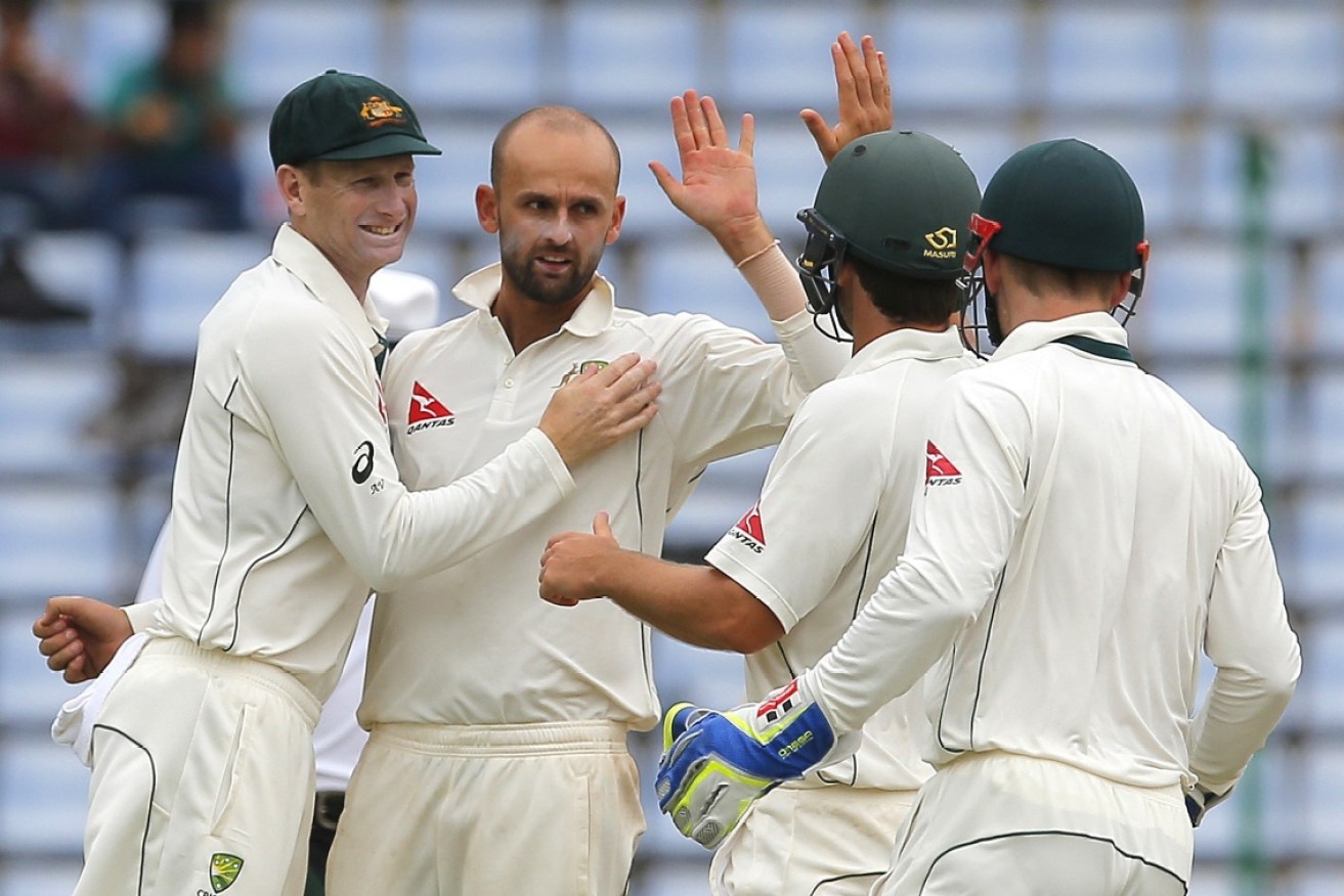Nathan Lyon snared three wickets to help rout Sri Lanka.
