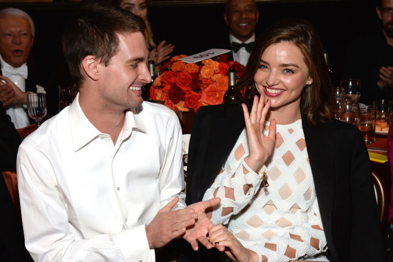 Evan Spiegel, 27, and Miranda Kerr, 33, became engaged in 