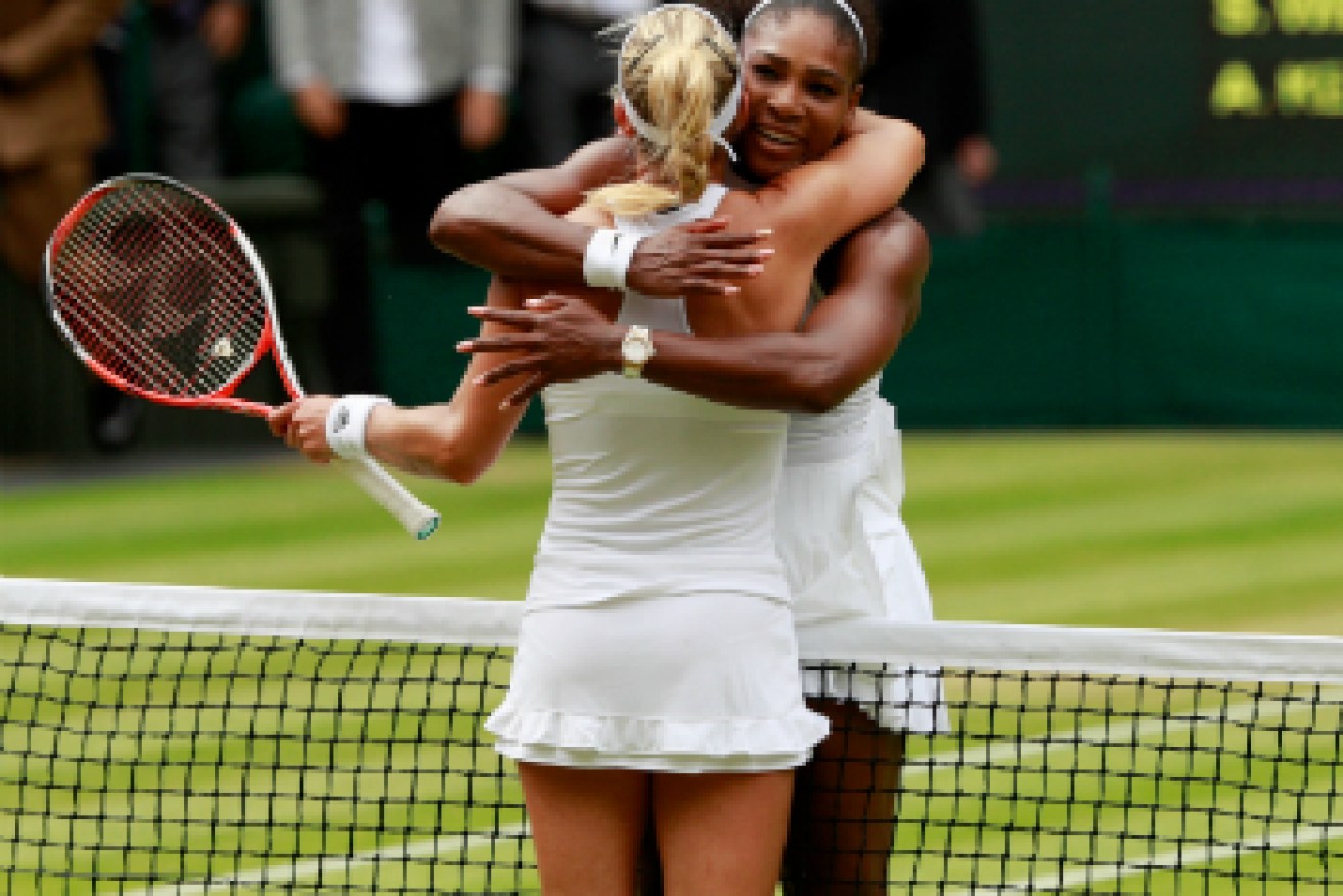 The two players share an embrace after the match. Photo: Getty
