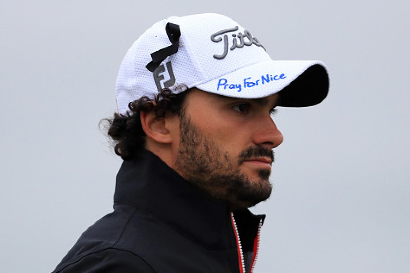 Sordet of France displays a tribute while on the course in Scotland. Photo: Getty
