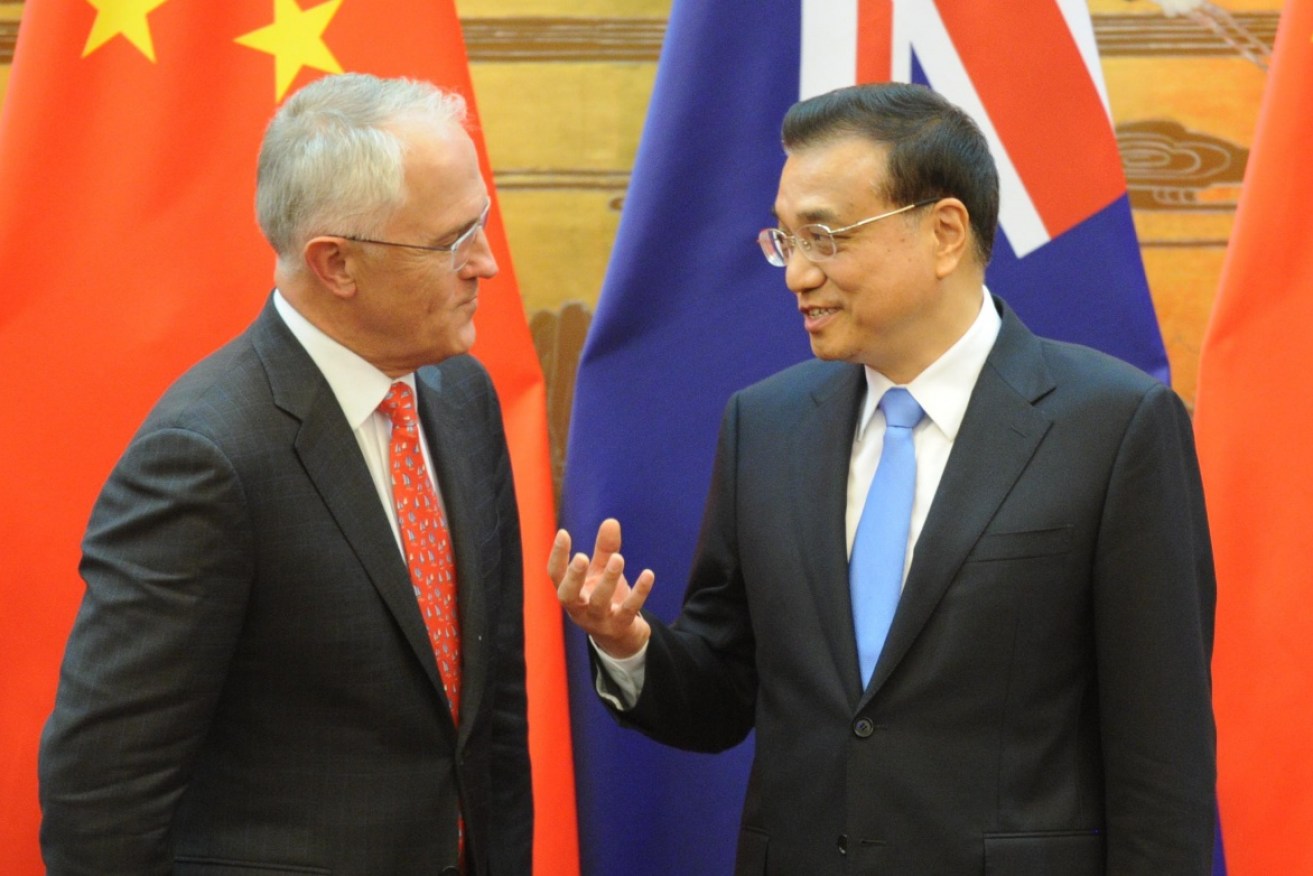 Prime Minister Malcolm Turnbull and Chinese Premier Li Keqiang.