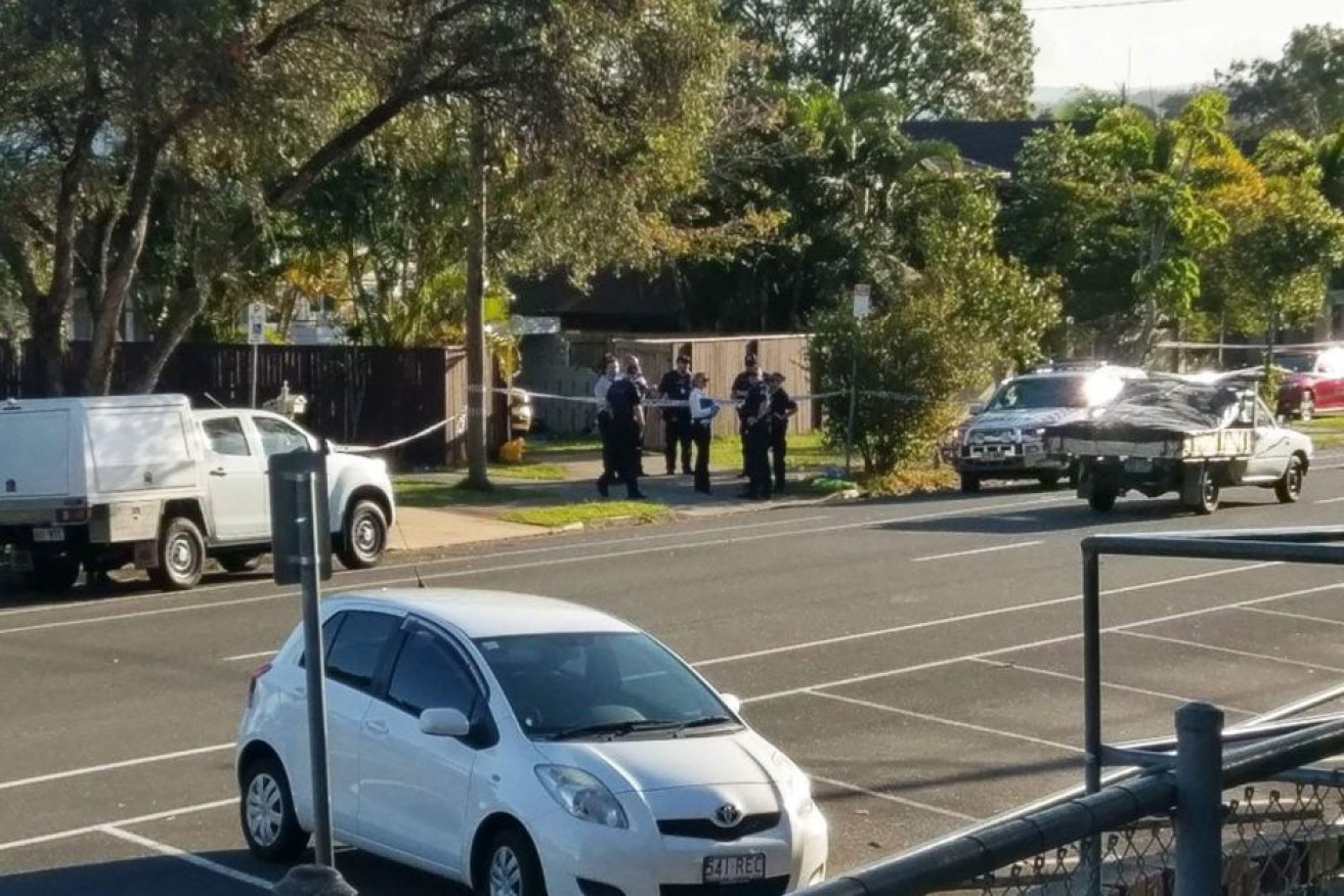Police outside the house, opposite Labrador State School.