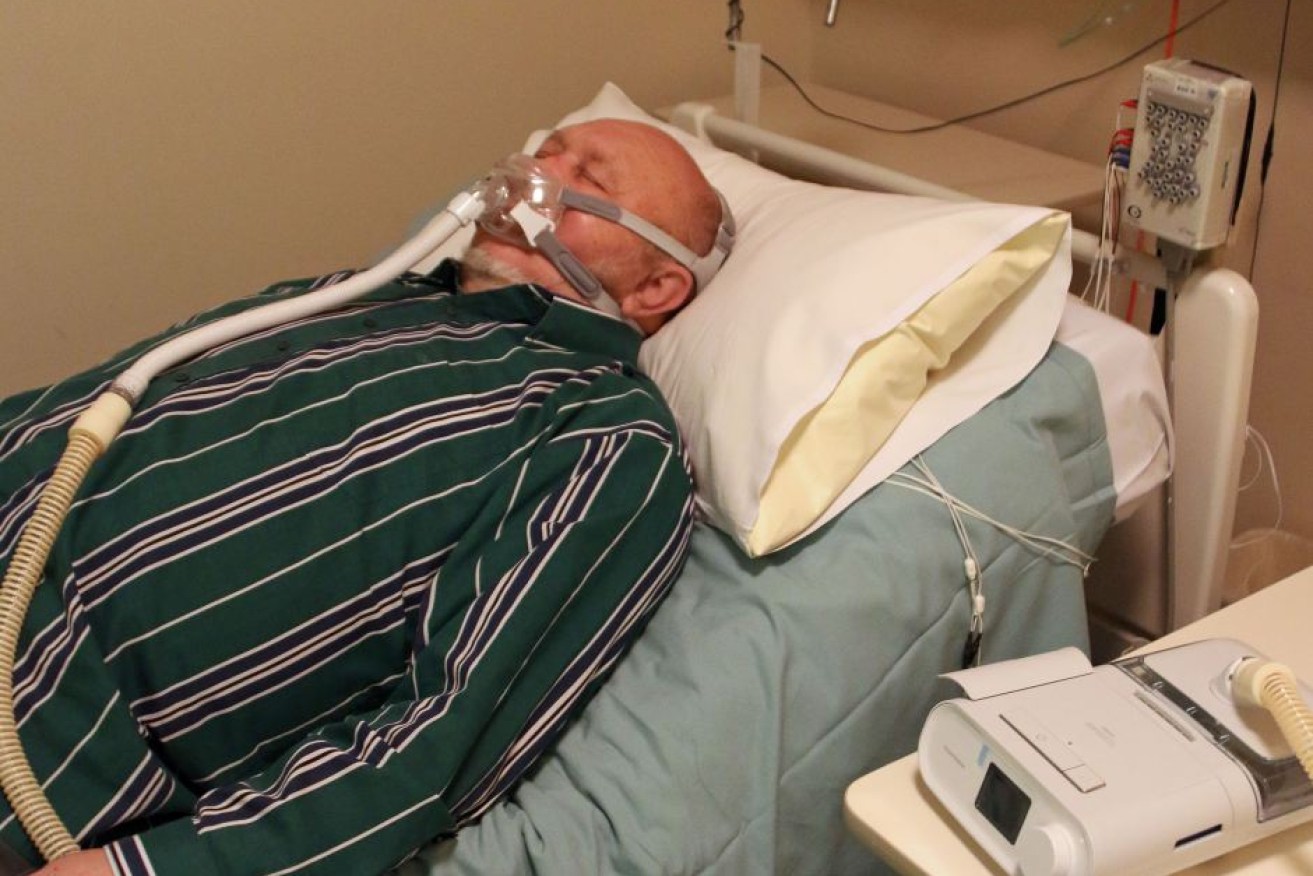 David Cahoon uses a CPAP machine to overcome his sleep apnoea.