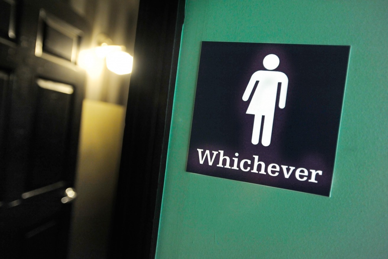 A gender neutral sign posted in North Carolina after the legislation was introduced in the issue. 