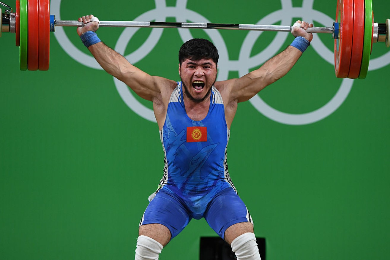 Izzat Artykov competing in the men's 69kg competition in Rio.