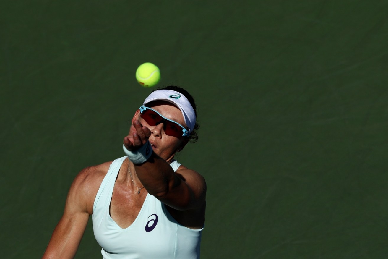Samantha Stosur during her first round Women's Singles match victory against Camila Giorgi of Italy.