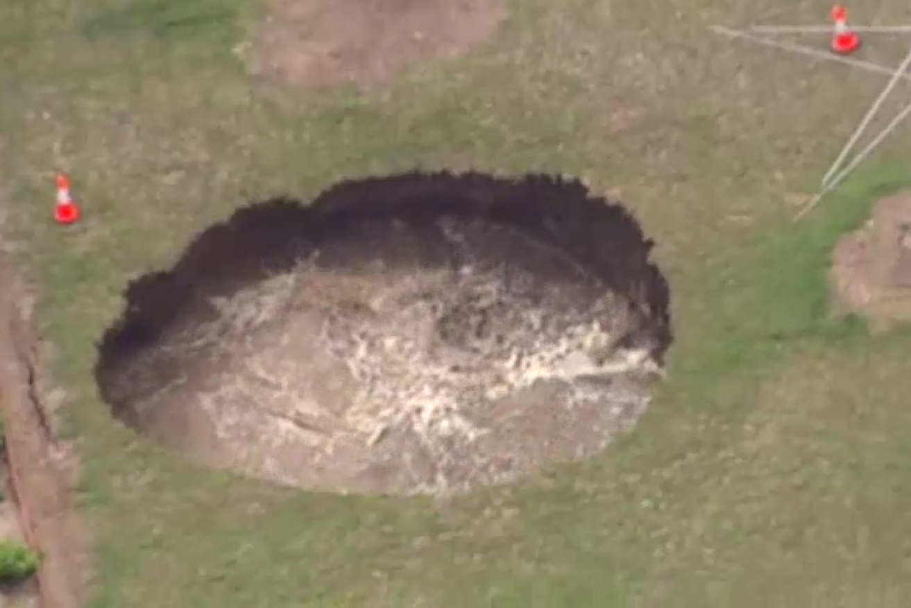 The sinkhole has increased to eight metres in diameter.