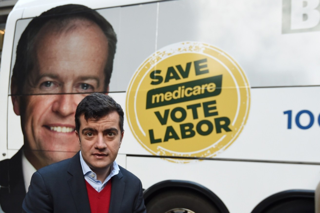 Labor Senator Sam Dastyari at a Save Medicare rally in Sydney leading up to the 2016 election campaign.