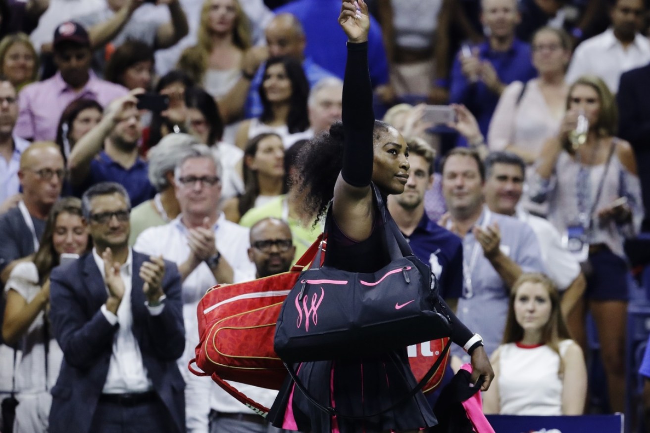 Serena Williams walks off the court after losing to Karolina Pliskova in the US Open semi-finals.