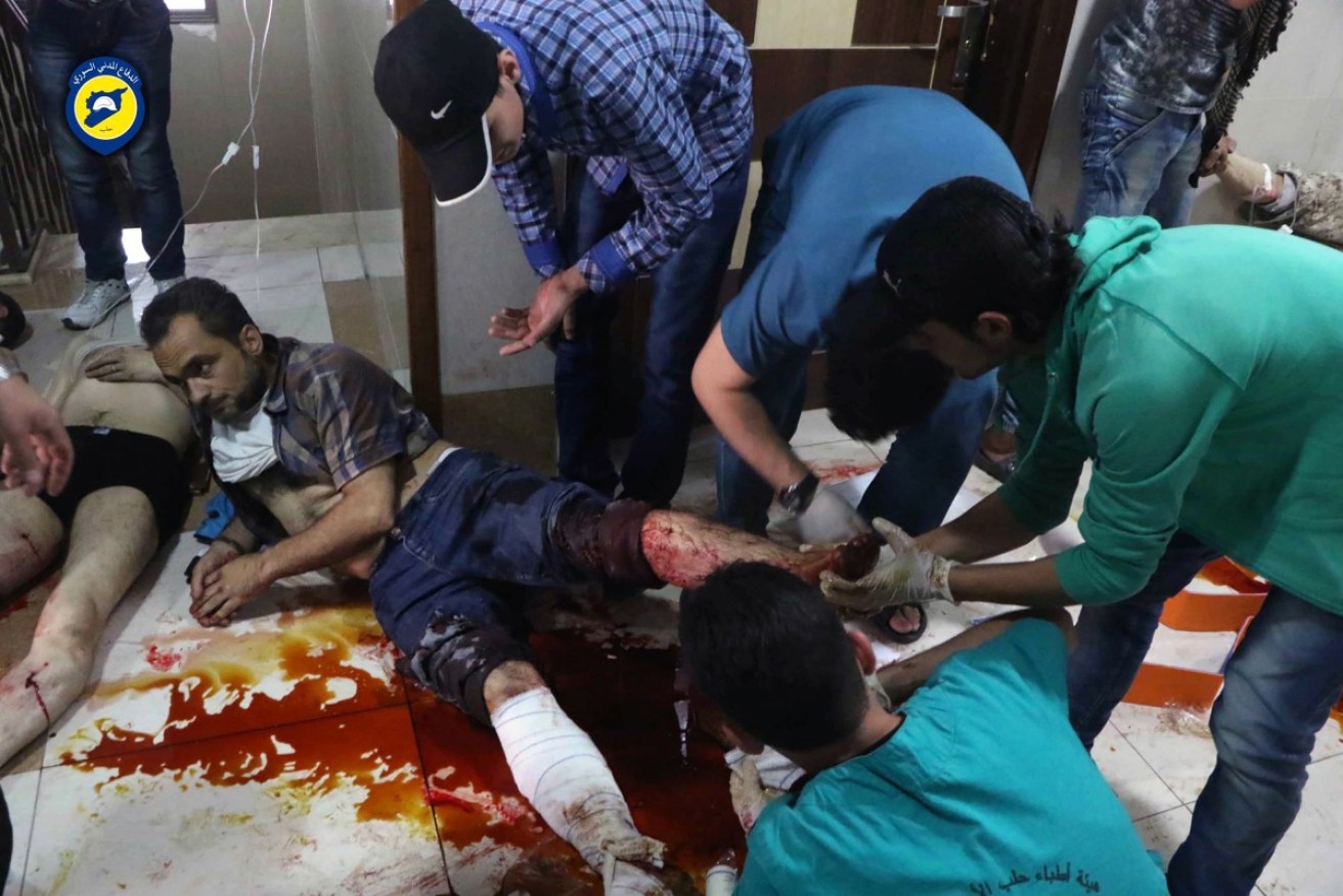Victims of airstrikes in an Aleppo clinic. 