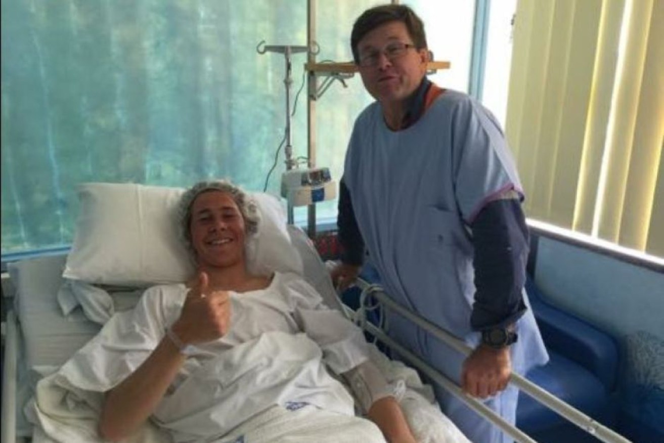 Cooper Allen in good spirits, recovering in hospital after he was attacked by a shark.