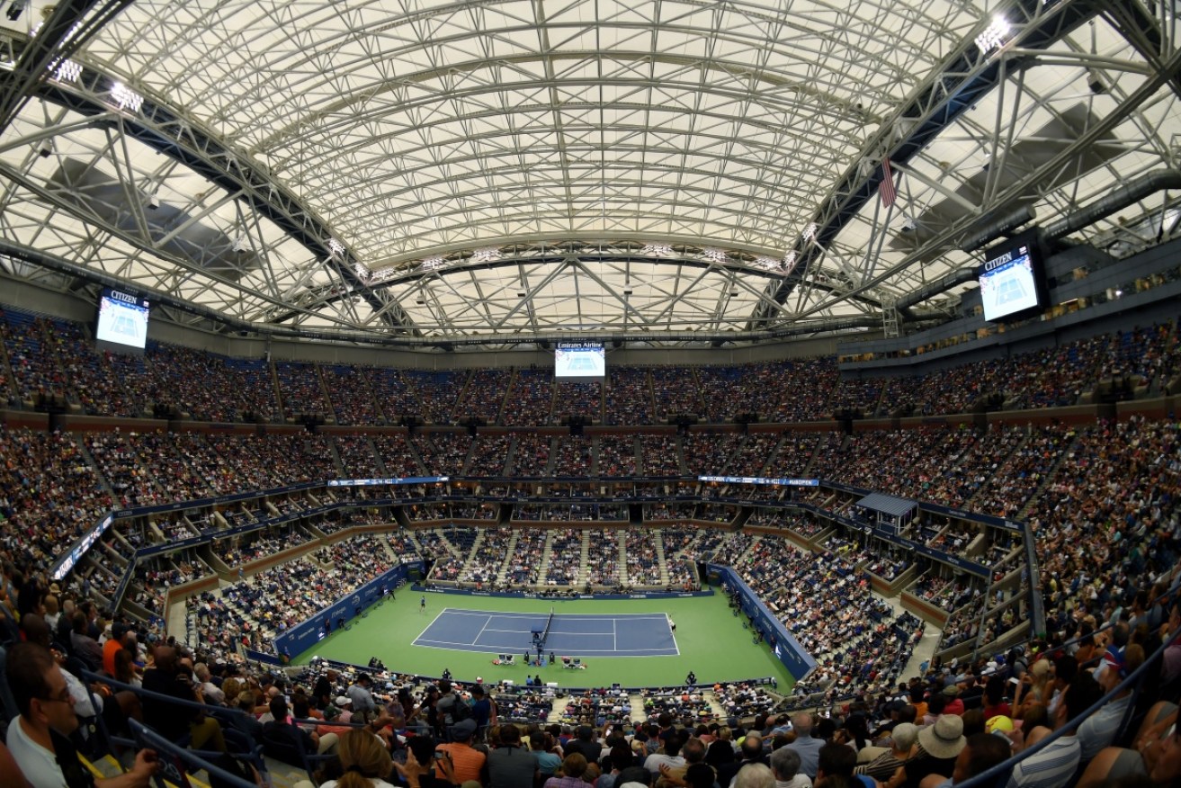 The view of Arthur Ashe Stadium with the roof closed during the US Open.