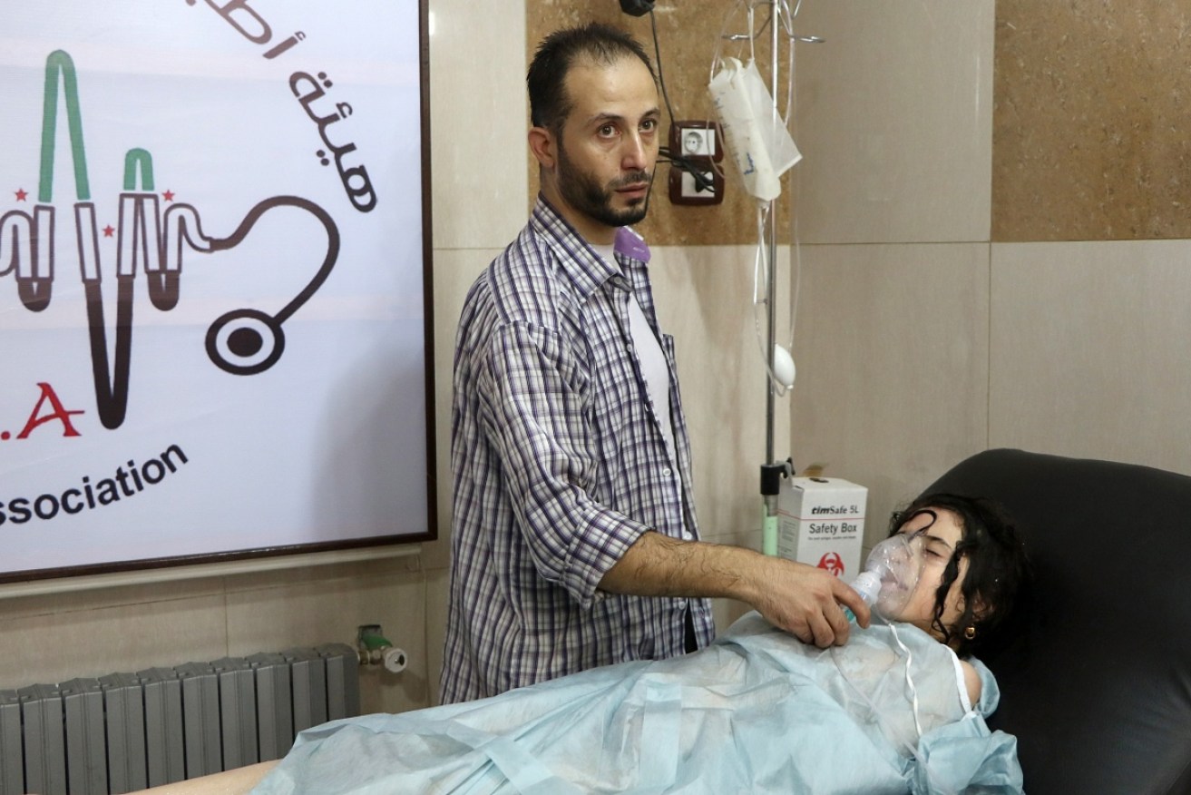 A girl receives medical treatment at Sahara Hospital after an Assad regime helicopter barrel bomb attack. 