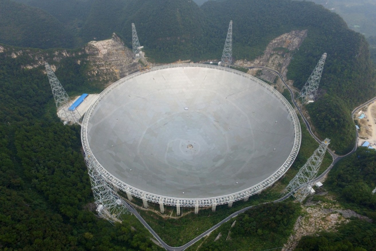The 500-metre aperture spherical telescope (FAST) in China's Pingtang county.