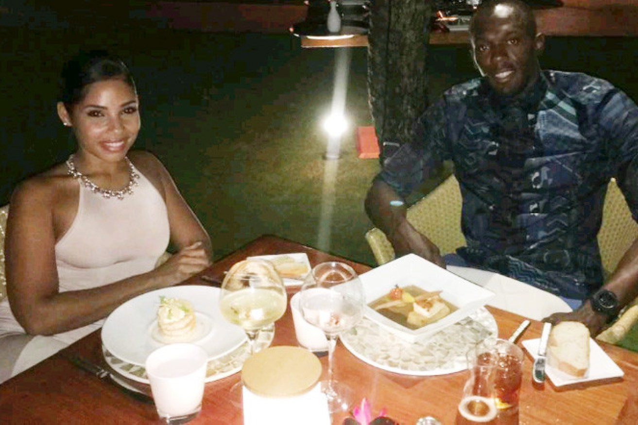 Usain Bolt in Bora Bora with his new fiancé Kasi Bennett.