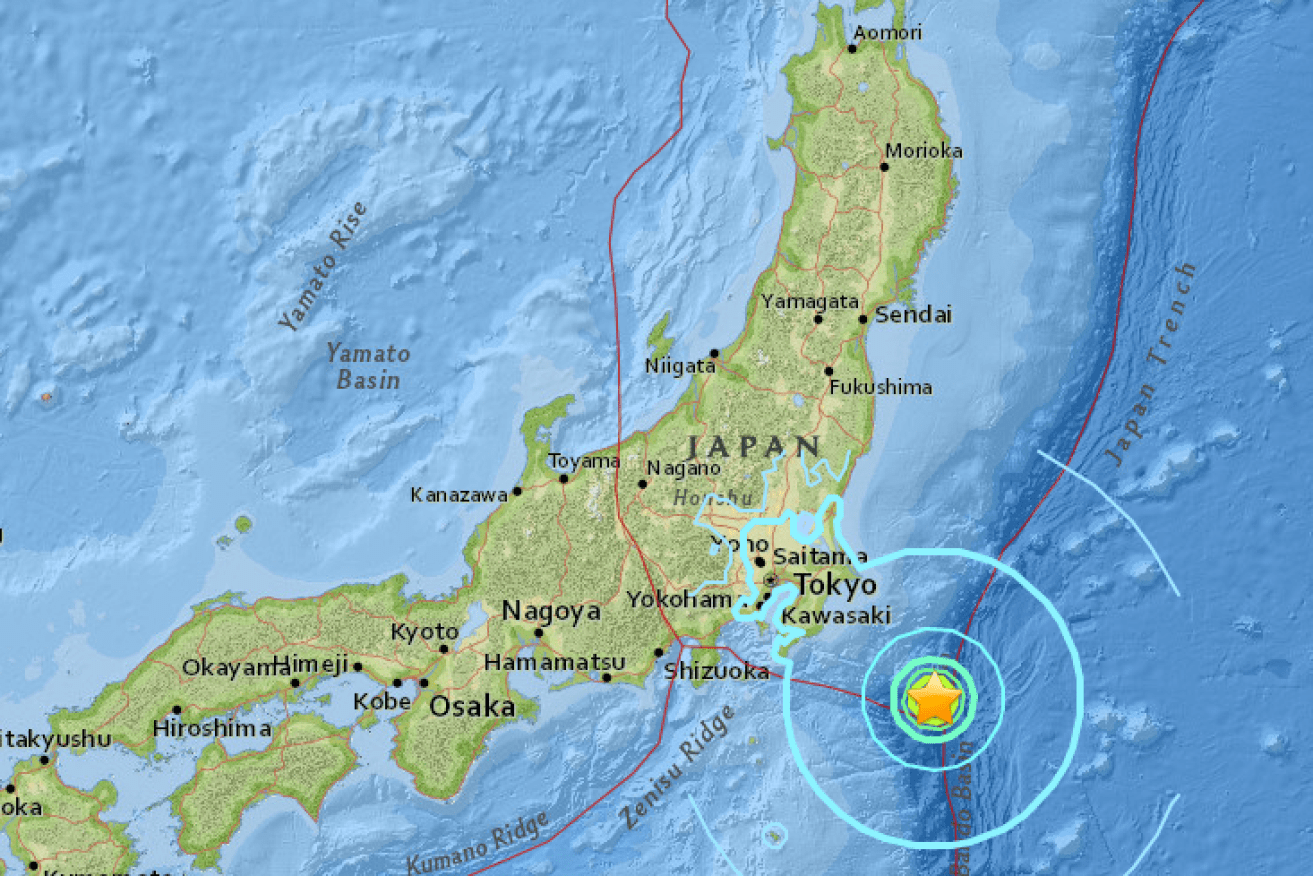 The quake struck off the coast of Japan's capital city, Tokyo.