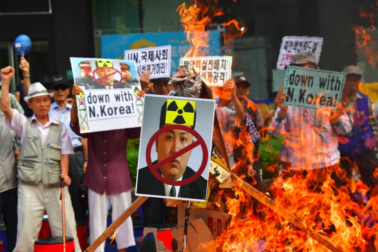 South Korean activists protest North Korea's nuclear test.