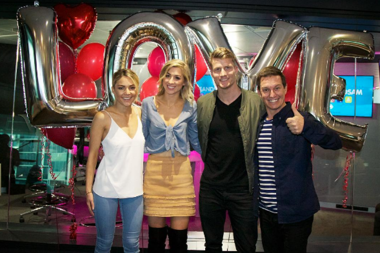 Sam Frost (left) couldn't believe Richie Strahan (second from right) chose Alex Nation (second from left).