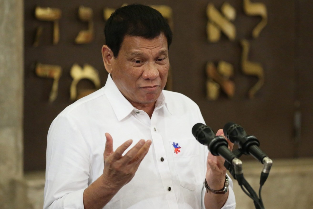 Filipino President Rodrigo Duterte announced a crackdown on crime. Photo: AAP