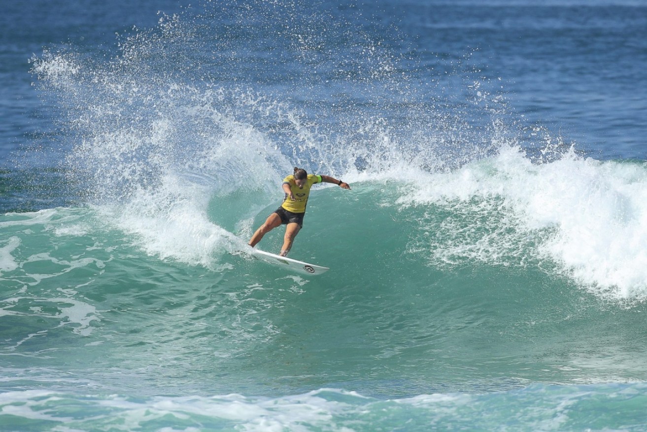 Tyler Wright in action during round 2 of the women's Roxy Pro France surfing event. 