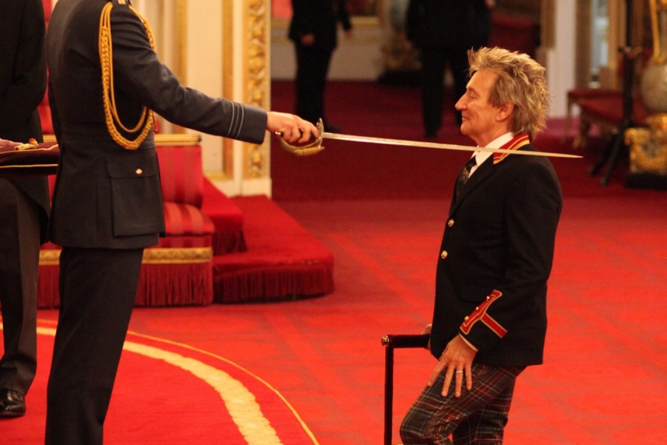 Sir Rod wore tartan trousers for the event.