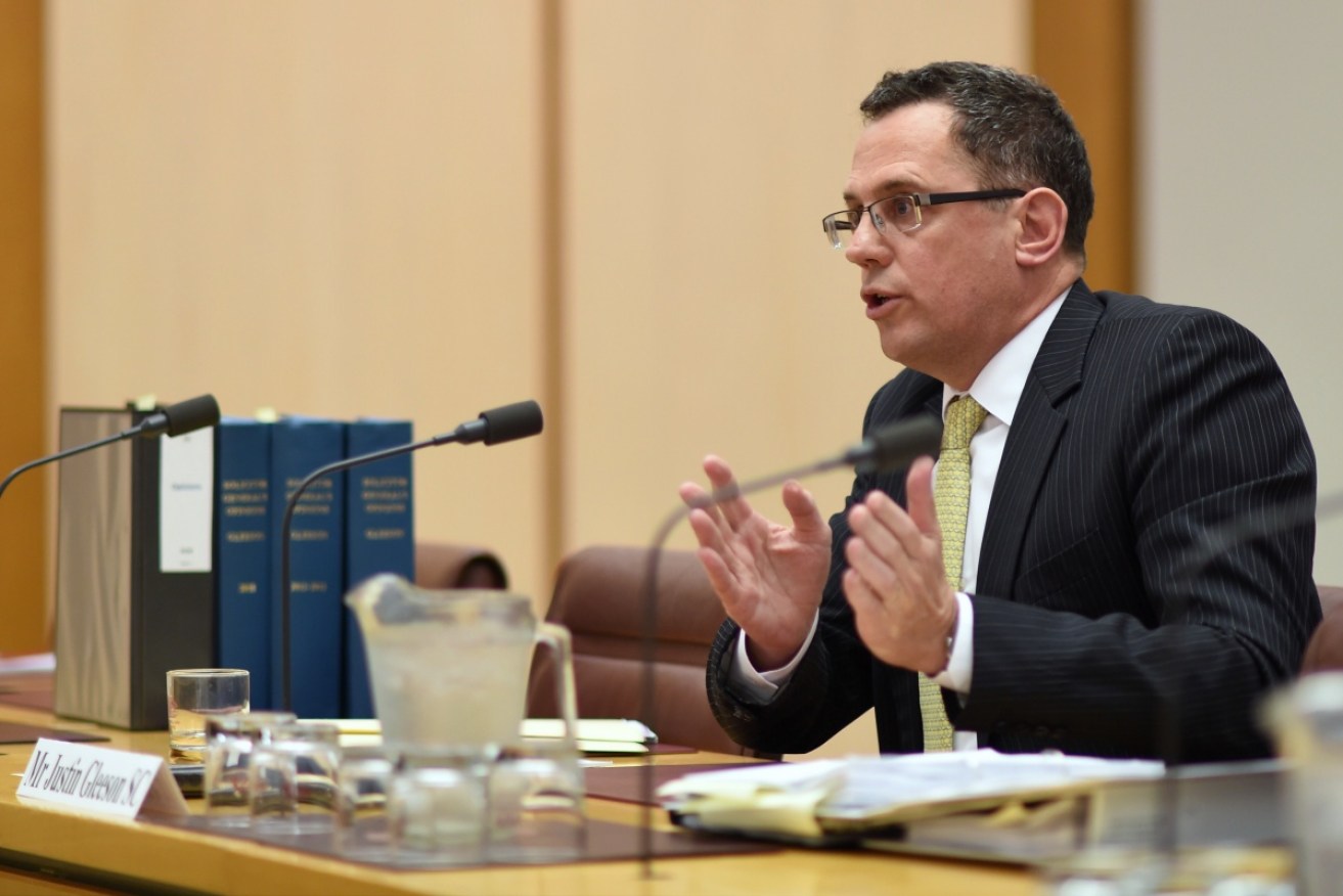 Australia's Solicitor-General Justin Gleeson appears before a Senate inquiry at Parliament House in Canberra on Friday.