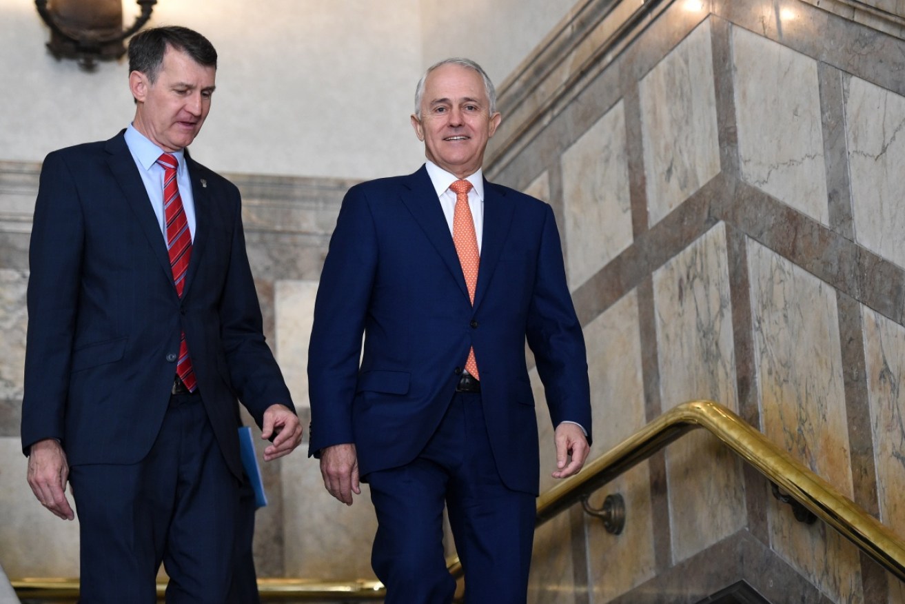 Prime Minister Malcolm Turnbull (right) with Brisbane's Lord Mayor Graham Quirk in Brisbane.