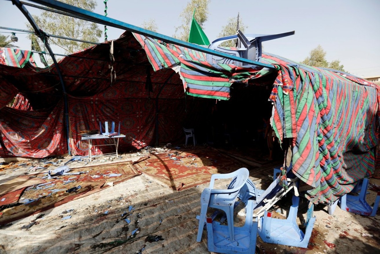 The tent where islamic State suicide bomber detonated his vest.