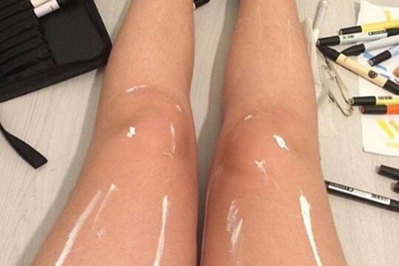 Super shiny legs or white paint? You decide.