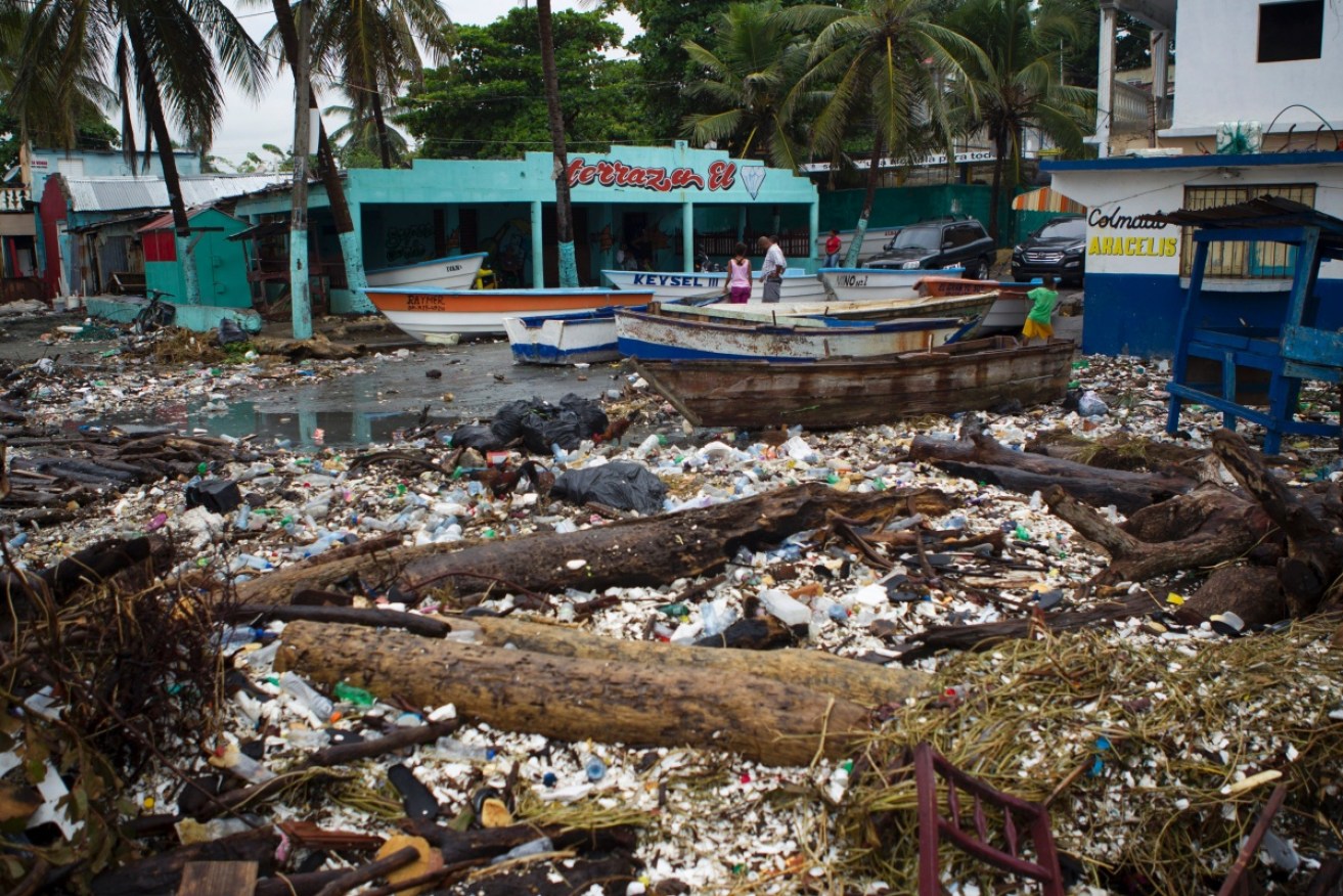 The coastline of Santo Domingo, near the port of Haina, hit by Hurricane Matthew. 
