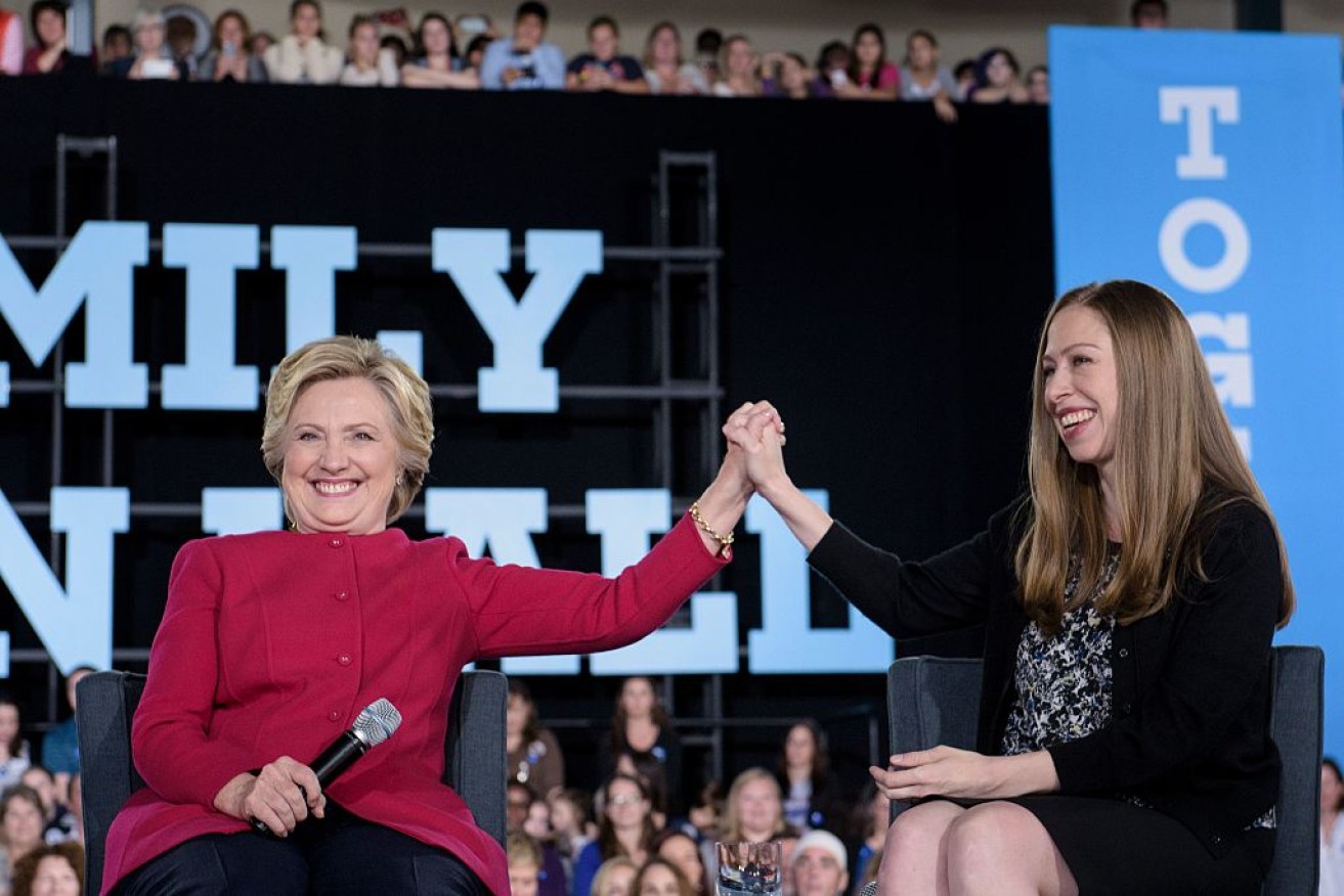 Clinton was joined by daughter Chelsea and actress Elizabeth Banks at the gathering. 