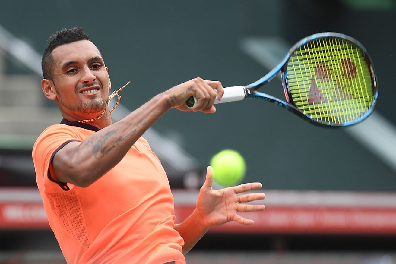 Nick Kyrgios overcame some difficulties to defeat Ryan Harrison.