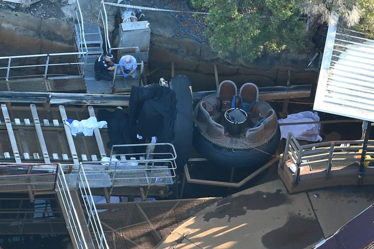 Four people died when a raft on the Thunder River Rapids ride flipped.